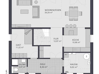 Massivhaus Entwurf CL178 von FAVORIT Massivhaus, Stadtvilla Grundriss 1