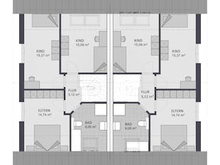 Massivhaus Entwurf FI129 von FAVORIT Massivhaus, Satteldach-Klassiker Grundriss 2