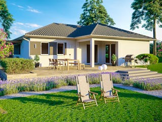 Massivhaus Bungalow Aurich von Febro Massivhaus Schlüsselfertig ab 211300€, Bungalow Außenansicht 2