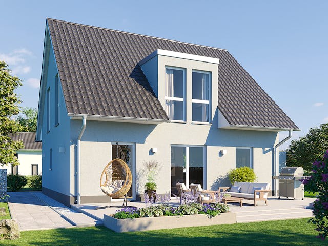 Massivhaus Einfamilienhaus Bamberg von Febro Massivhaus Schlüsselfertig ab 252400€, Satteldach-Klassiker Außenansicht 1 Massivhaus Einfamilienhaus Bamberg von Febro Massivhaus Schlüsselfertig ab 252400€, Satteldach-Klassiker Außenansicht 1