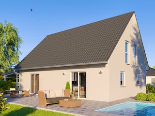 Massivhaus Einfamilienhaus Königssee von Febro Massivhaus Schlüsselfertig ab 281200€, Satteldach-Klassiker Außenansicht 4