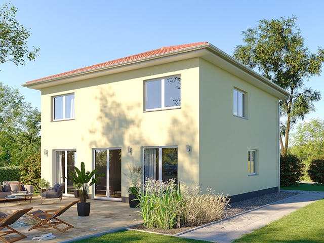 Massivhaus Stadtvilla Magdeburg von Febro Massivhaus Schlüsselfertig ab 307100€, Stadtvilla Außenansicht 1