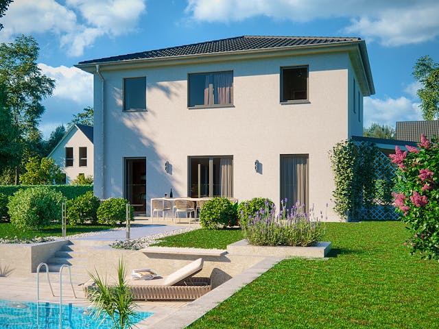 Massivhaus Stadtvilla Modena von Febro Massivhaus Schlüsselfertig ab 294400€, Stadtvilla Außenansicht 1