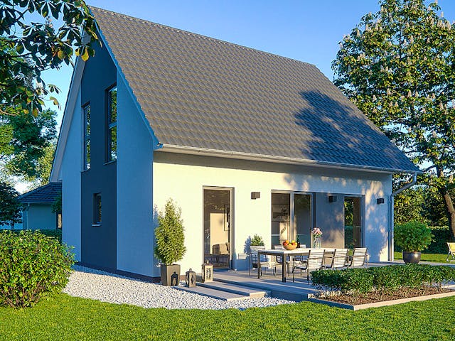 Massivhaus Einfamilienhaus Schwerin von Febro Massivhaus Schlüsselfertig ab 229500€, Satteldach-Klassiker Außenansicht 1 Massivhaus Einfamilienhaus Schwerin von Febro Massivhaus Schlüsselfertig ab 229500€, Satteldach-Klassiker Außenansicht 1