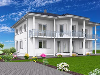 Massivhaus Stadtvilla Klassisch 277 m² mit LIAPLAN gebaut von Mein Haus Bausysteme, Stadtvilla Außenansicht 11