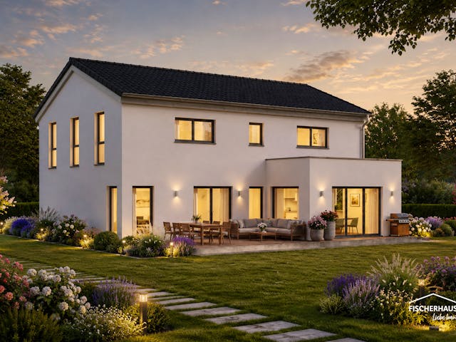 Fertighaus Modern 200 (Family) von FischerHaus, Satteldach-Klassiker Außenansicht 1