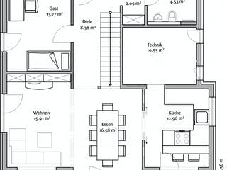 Fertighaus Klassisch 148 von FischerHaus Schlüsselfertig ab 478006€, Satteldach-Klassiker Grundriss 1