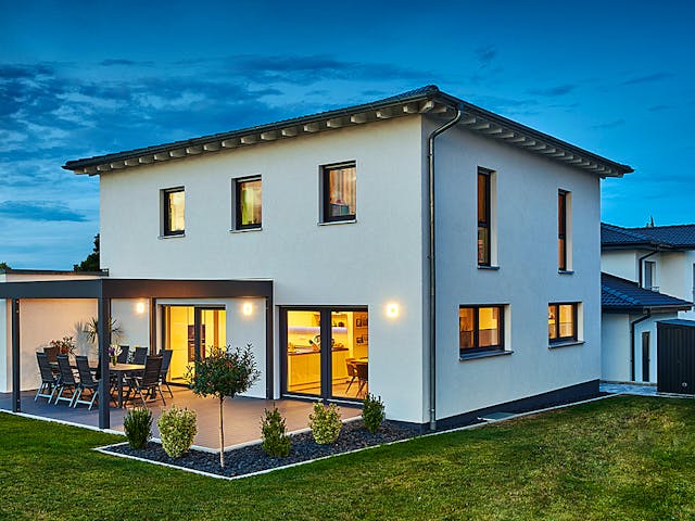 Fertighaus Haus Leicht von Fertighaus WEISS Schlüsselfertig ab 411750€, Stadtvilla Außenansicht 1 Fertighaus Haus Leicht von Fertighaus WEISS Schlüsselfertig ab 411750€, Stadtvilla Außenansicht 1