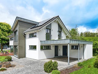 Fertighaus MH Erlangen von WEISS Holzhaus Schlüsselfertig ab 478098€, Satteldach-Klassiker Außenansicht 2