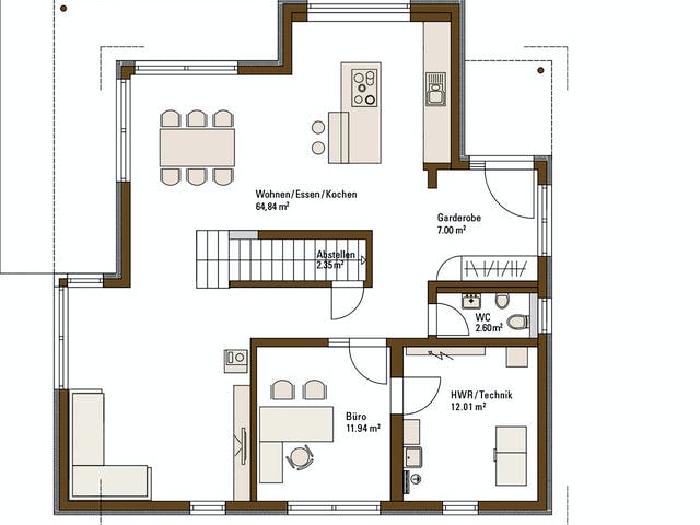 Fertighaus MH RELAX Fellbach von Fertighaus WEISS Schlüsselfertig ab 496550€, Satteldach-Klassiker Grundriss 1