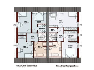 Massivhaus Finesse 129 von FAVORIT Massivhaus Schlüsselfertig ab 318520€, Satteldach-Klassiker Grundriss 2