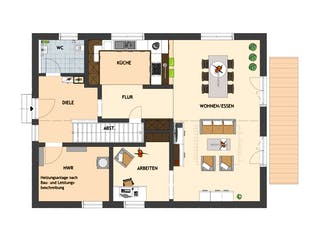 Fertighaus NEO 516 von FingerHaus Schlüsselfertig ab 368879€, Satteldach-Klassiker Grundriss 1