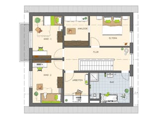 Fertighaus SENTO 400 A S130 von FingerHaus Schlüsselfertig ab 398232€, Satteldach-Klassiker Grundriss 2