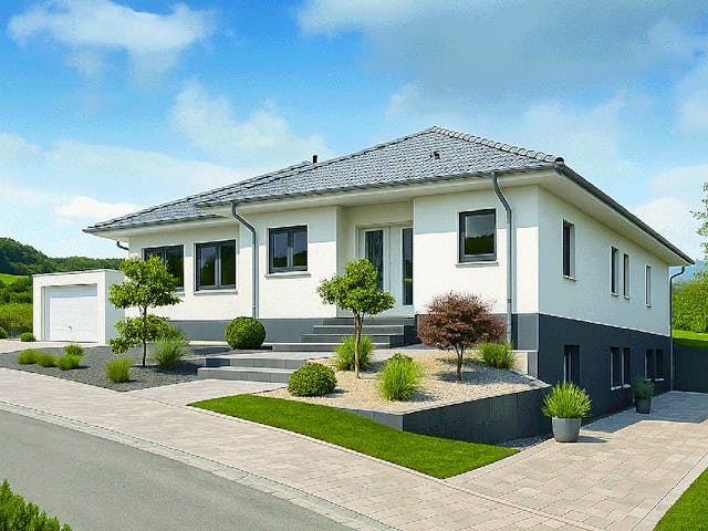 Fertighaus Levita von Fingerhut Haus Schlüsselfertig ab 419247€, Bungalow Außenansicht 1 Fertighaus Levita von Fingerhut Haus Schlüsselfertig ab 419247€, Bungalow Außenansicht 1
