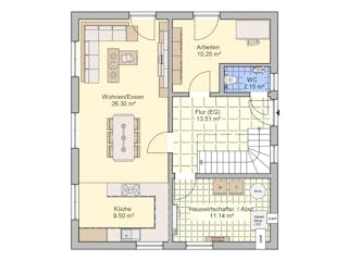 Fertighaus Oslo von Fingerhut Haus Schlüsselfertig ab 403506€, Satteldach-Klassiker Grundriss 1