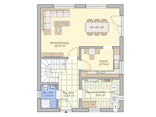 Fertighaus Madrid - Stadtvilla von Fingerhut Haus Schlüsselfertig ab 397496€, Stadtvilla Grundriss 1