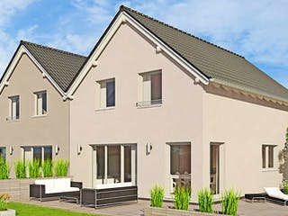 Fertighaus Duett 128 von Fingerhut Haus Schlüsselfertig ab 385280€, Satteldach-Klassiker Außenansicht 1