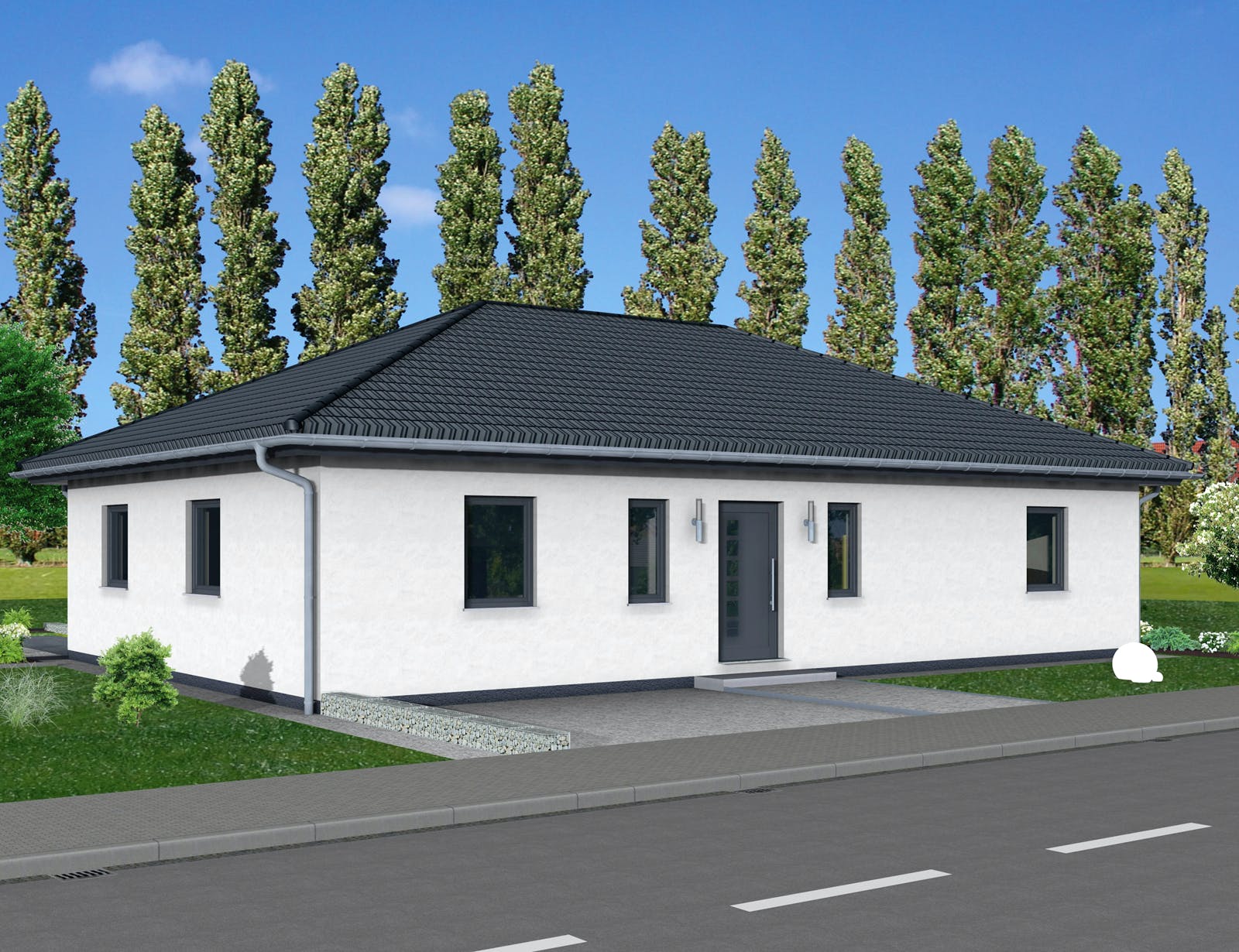 Fertighaus Junto 160 von Fingerhut Haus Schlüsselfertig ab 525699€, Bungalow Außenansicht 1