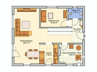 Fertighaus Mainz von Fingerhut Haus Schlüsselfertig ab 427073€, Satteldach-Klassiker Grundriss 1