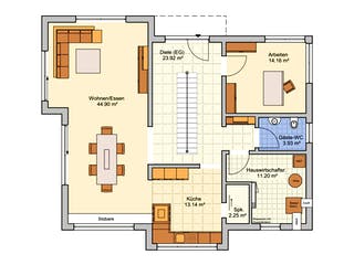 Fertighaus Bad Vilbel - Musterhaus NEU von Fingerhut Haus Schlüsselfertig ab 593766€, Satteldach-Klassiker Grundriss 1