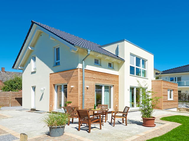 Fertighaus Solaris von Fingerhut Haus Schlüsselfertig ab 464116€, Satteldach-Klassiker Außenansicht 1 Fertighaus Solaris von Fingerhut Haus Schlüsselfertig ab 464116€, Satteldach-Klassiker Außenansicht 1