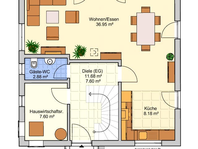 Fertighaus Florenz von Fingerhut Haus Schlüsselfertig ab 405084€, Pultdachhaus Grundriss 1