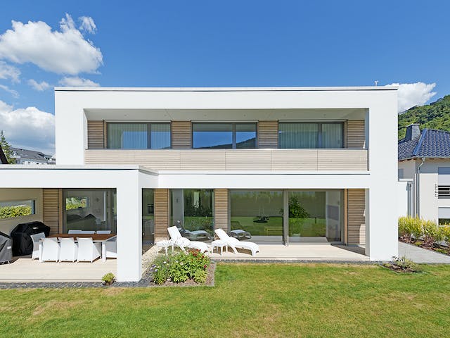 Fertighaus F201 - Ziegler von Fluck Holzbau Schlüsselfertig ab 498000€, Cubushaus Außenansicht 1