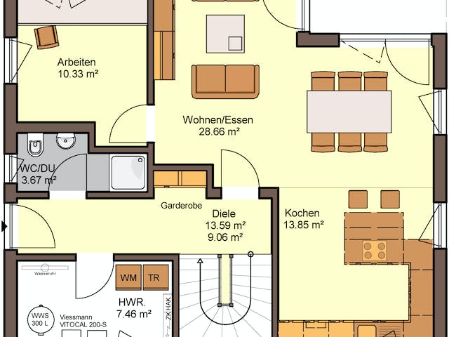 Fertighaus Fortuna von Büdenbender Hausbau, Satteldach-Klassiker Grundriss 1