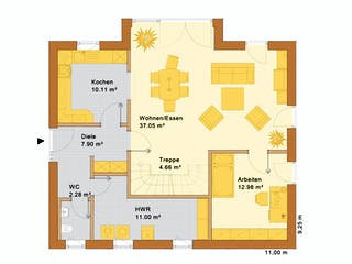Fertighaus Haus Marktheidenfeld von Holzbau Freisinger, Satteldach-Klassiker Grundriss 1