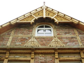 Fertighaus Klein Hansdorf von Fuhrberger Zimmerei Betriebsges. mbH, Fachwerk Außenansicht 8