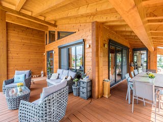 Blockhaus Am Oberrhein von Fullwood Wohnblockhaus Ausbauhaus ab 340000€, Bungalow Außenansicht 4