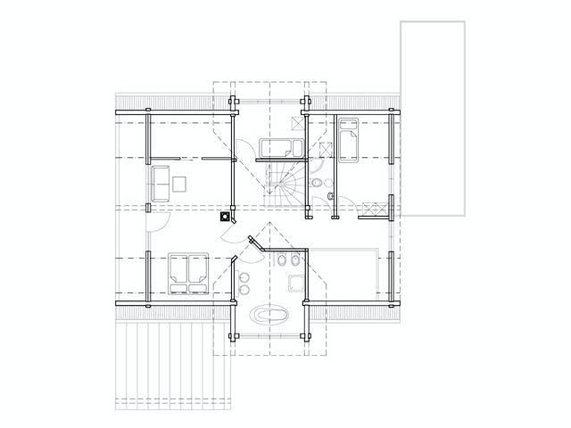 Blockhaus Münsterland von Fullwood Wohnblockhaus Ausbauhaus ab 260000€, Blockhaus Grundriss 2