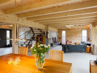 Blockhaus Münsterland von Fullwood Wohnblockhaus Ausbauhaus ab 400000€, Blockhaus Innenansicht 3