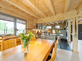 Blockhaus Münsterland von Fullwood Wohnblockhaus Ausbauhaus ab 400000€, Blockhaus Innenansicht 4