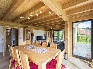 Blockhaus Wiesengrund von Fullwood Wohnblockhaus Bausatzhaus ab 320000€, Blockhaus Innenansicht 3