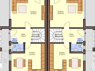 Fertighaus Gemello PD 236 von Büdenbender Hausbau, Pultdachhaus Grundriss 1