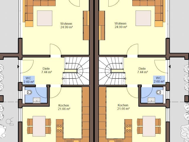 Fertighaus Gemello PD 236 von Büdenbender Hausbau, Pultdachhaus Grundriss 1