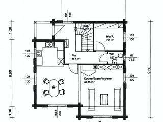 Blockhaus Gomadingen von Rems-Murr-Holzhaus Ausbauhaus ab 263329€, Satteldach-Klassiker Grundriss 1