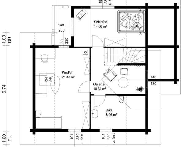 Blockhaus Görwihl von Rems-Murr-Holzhaus Schlüsselfertig ab 488000€, Satteldach-Klassiker Grundriss 2