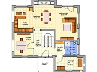 Fertighaus Günzburg von Fingerhut Haus Schlüsselfertig ab 565278€, Satteldach-Klassiker Grundriss 1