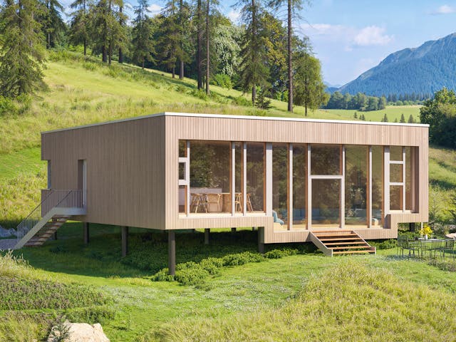 Fertighaus The Panorama House von Haas Fertigbau, Bungalow Außenansicht 1