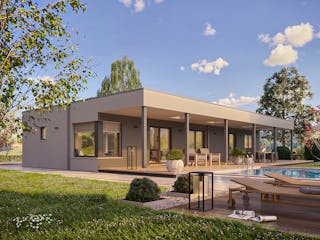 Fertighaus Haas Brava BT 84 von Haas Fertigbau Schlüsselfertig ab 323000€, Bungalow Außenansicht 1