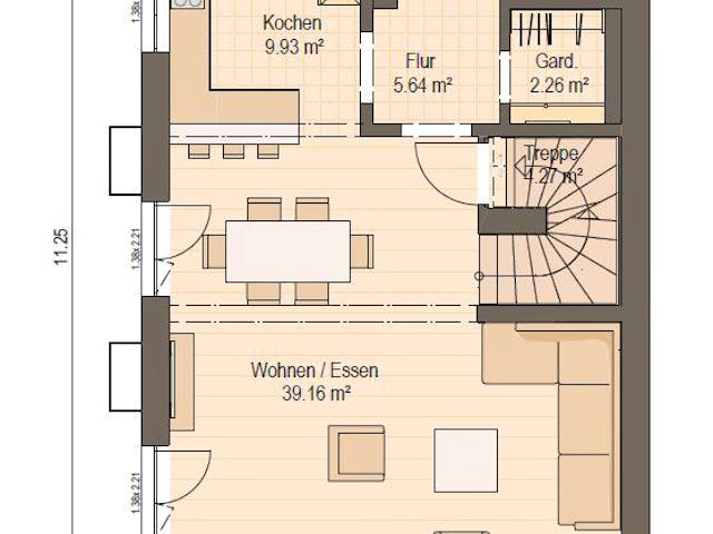 Fertighaus Haas D 128 B von Haas Fertigbau - Mehrfamilienhäuser Schlüsselfertig ab 406784€, Satteldach-Klassiker Grundriss 1