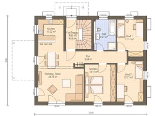 Fertighaus Haas Z 179 B von Haas Fertigbau - Mehrfamilienhäuser Schlüsselfertig ab 512000€, Satteldach-Klassiker Grundriss 1
