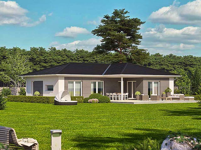 Fertighaus Haas BT 111 B von Haas Fertigbau Ausbauhaus ab 217000€, Bungalow Außenansicht 1 Fertighaus Haas BT 111 B von Haas Fertigbau Ausbauhaus ab 217000€, Bungalow Außenansicht 1