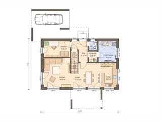 Fertighaus Haas MH Mannheim J 159 von Haas Fertigbau Ausbauhaus ab 284000€, Satteldach-Klassiker Grundriss 1
