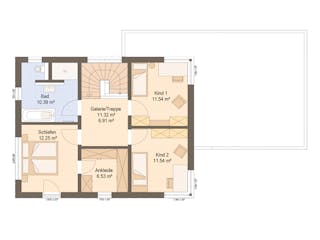 Fertighaus Haas Nova S130 A von Haas Fertigbau Schlüsselfertig ab 429527€, Satteldach-Klassiker Grundriss 2