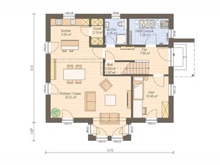 Fertighaus Haas O 155 A von Haas Fertigbau Ausbauhaus ab 240000€, Satteldach-Klassiker Grundriss 1