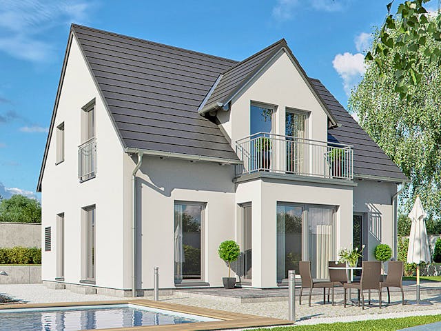 Fertighaus Haas S 130 C von Haas Fertigbau Ausbauhaus ab 197000€, Satteldach-Klassiker Außenansicht 1 Fertighaus Haas S 130 C von Haas Fertigbau Ausbauhaus ab 197000€, Satteldach-Klassiker Außenansicht 1