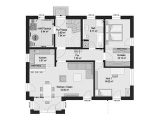 Fertighaus SELA von Haas Fertigbau - Mehrfamilienhäuser Ausbauhaus ab 365555€, Satteldach-Klassiker Grundriss 1